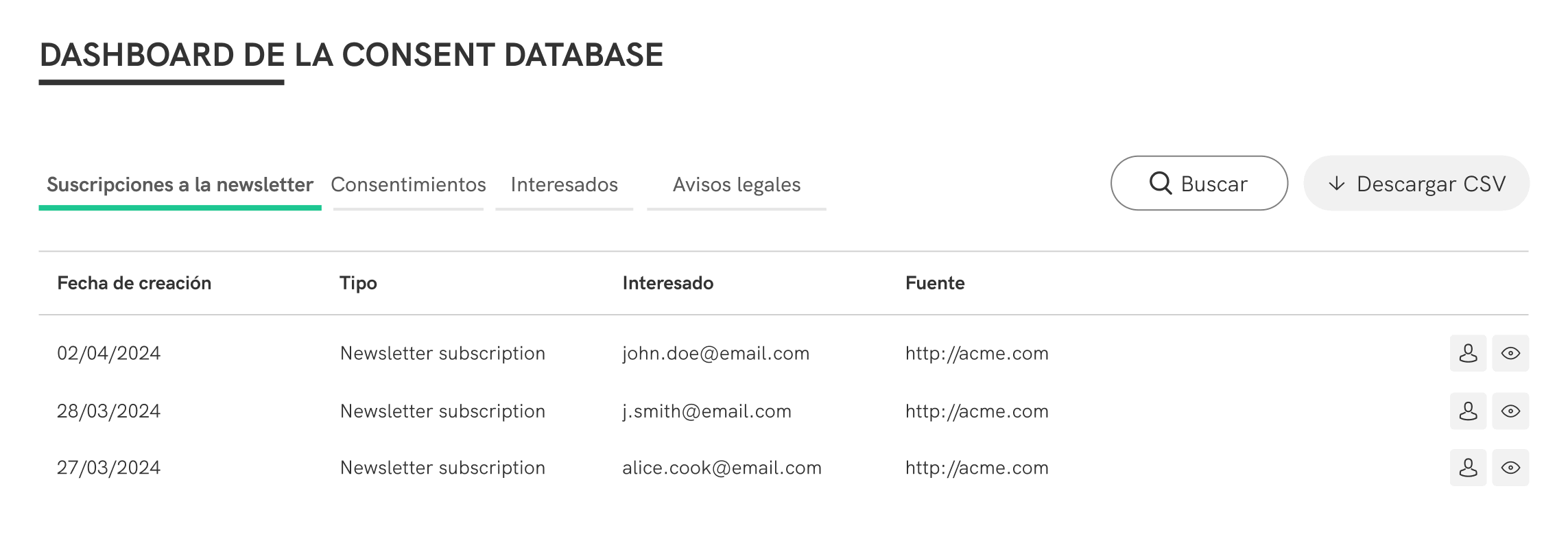 Consent Dashboard Screenshot