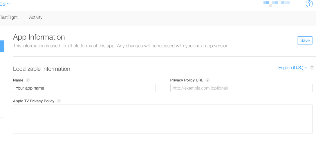 privacy policy iTunes Connect