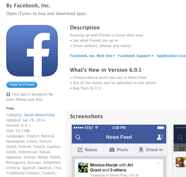 Facebook on the App Store