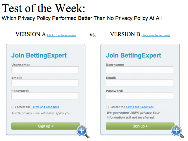 Privacy Policy A/B Test