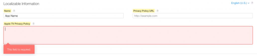 Privacy Policy for tvOS/Apple TV App