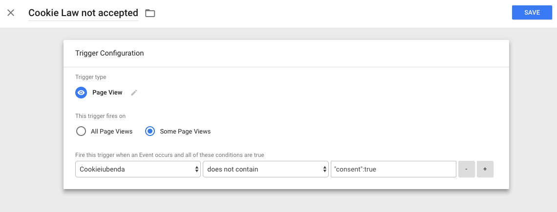 Trigger configuration GTM cookie exception