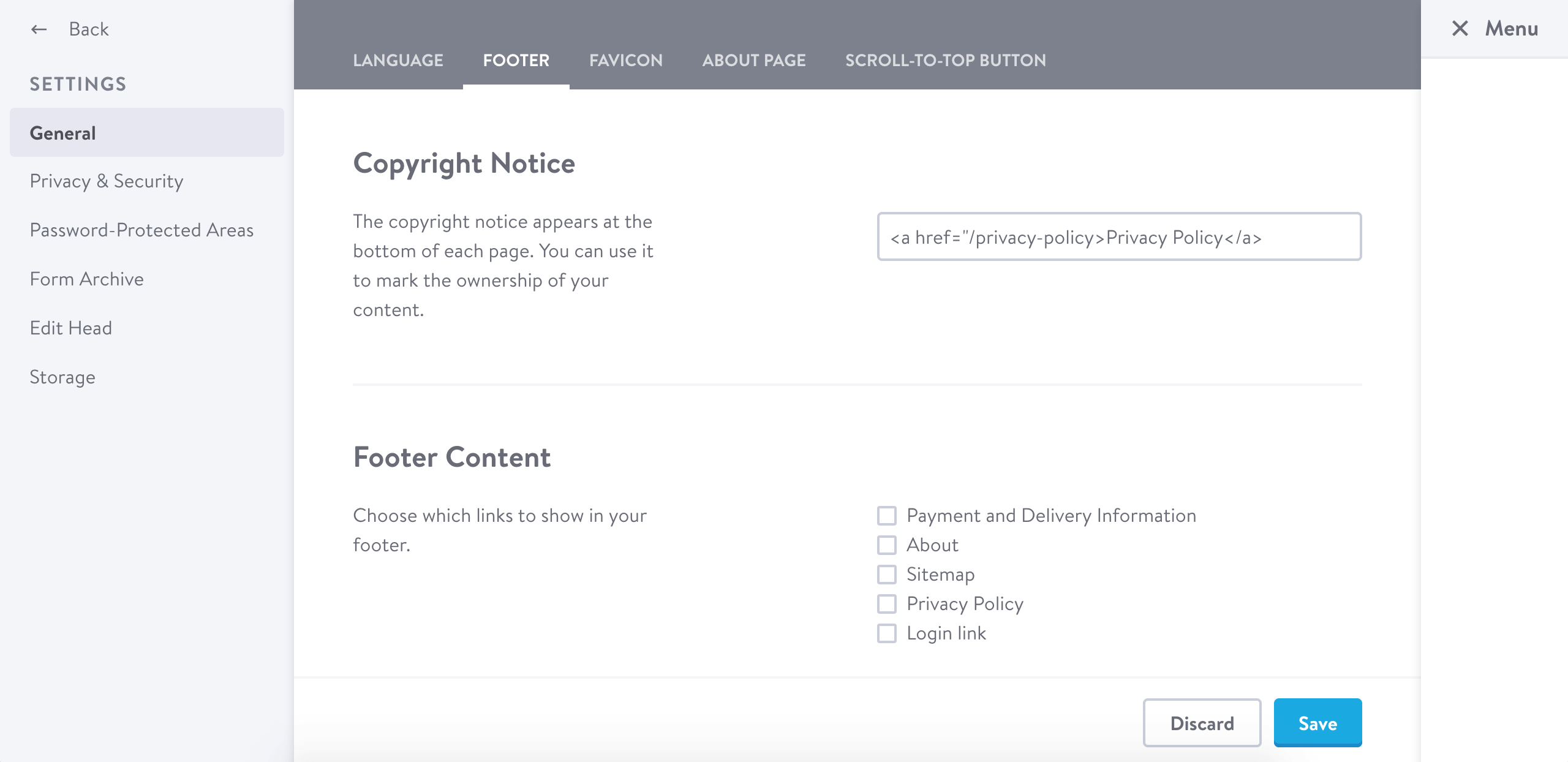 Jimdo - Privacy Policy link