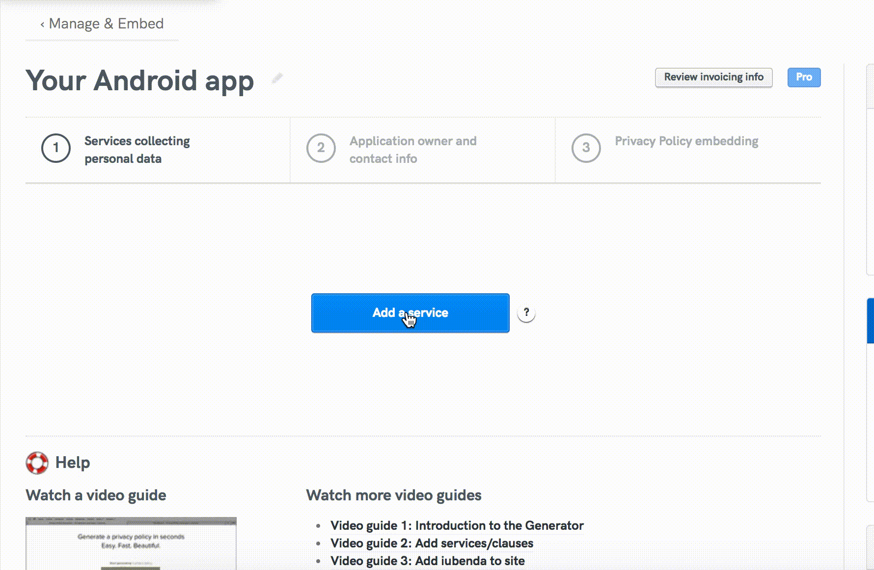 Ajouter le service « Autorisations du dispositif pour accéder aux Données personnelles »
