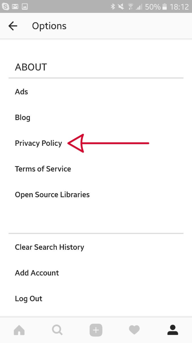 Instagram - Privacybeleid in de app