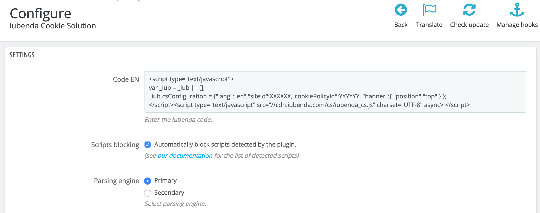 Plugin PrestaShop di iubenda