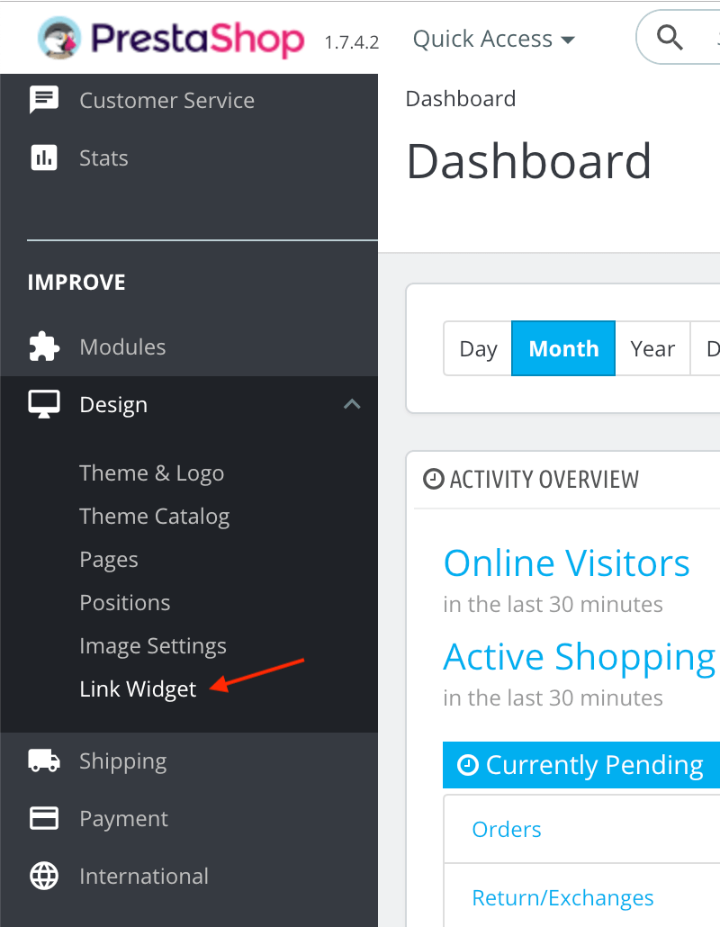 PrestaShop 1.7 - Link Widget