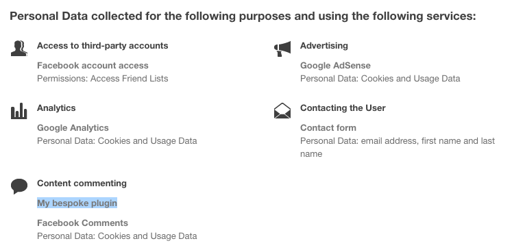 Aangepaste bepaling toegevoegd aan een doelcategorie in het hoofdprivacybeleid