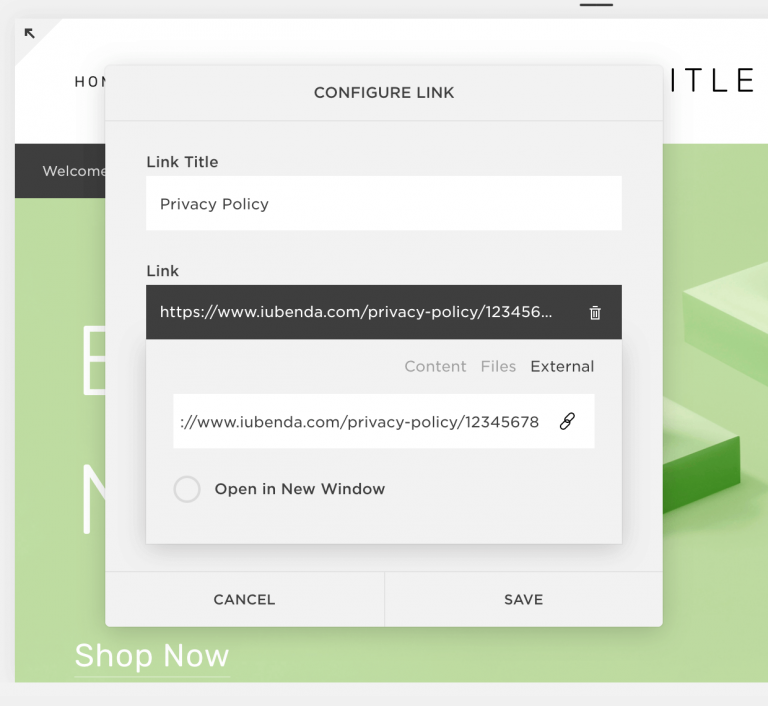 Squarespace - Configure link