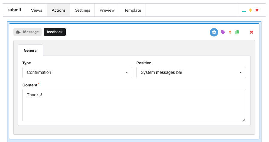 ChronoForms for Joomla! - Message configuration