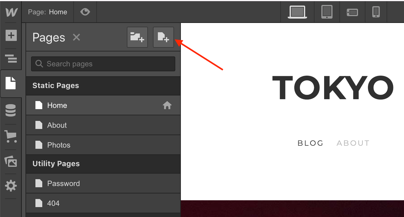 Webflow pages