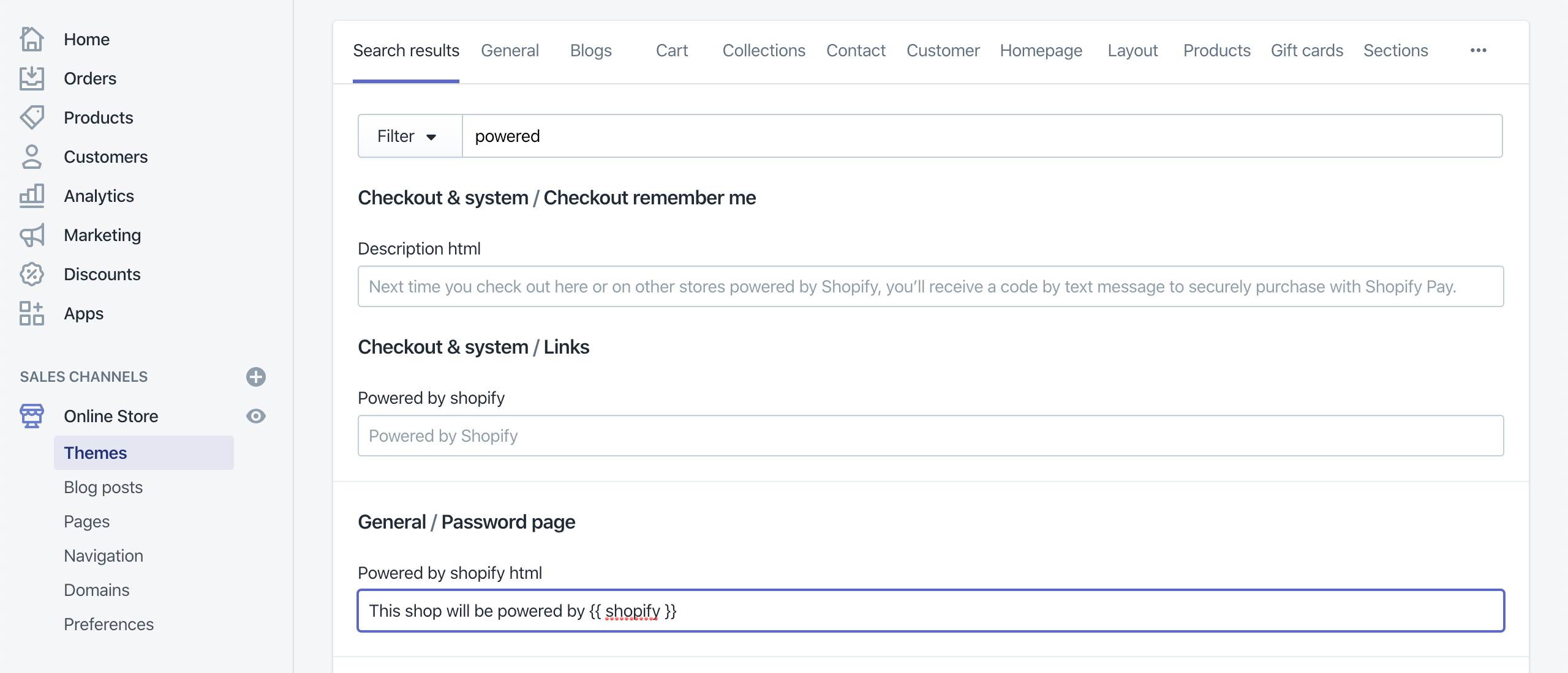 Remove Powered by Shopify text