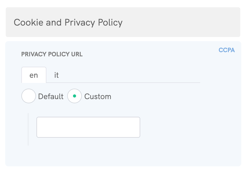Cookie Solution voor de CCPA - Aangepaste URL met privacybeleid