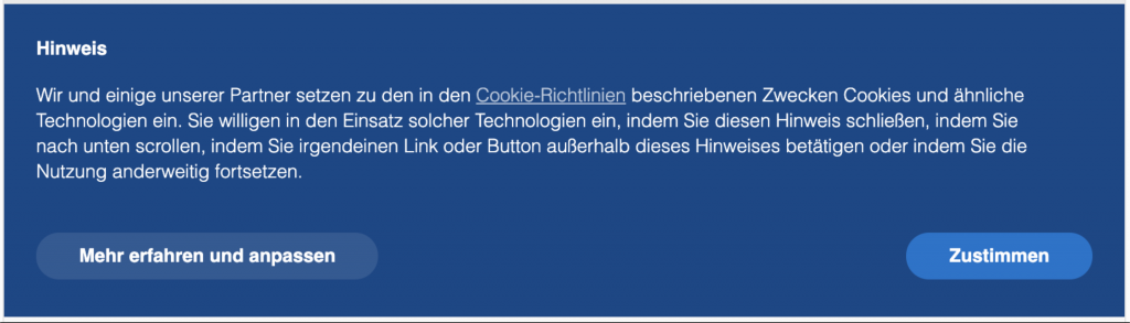 cookie banner DE