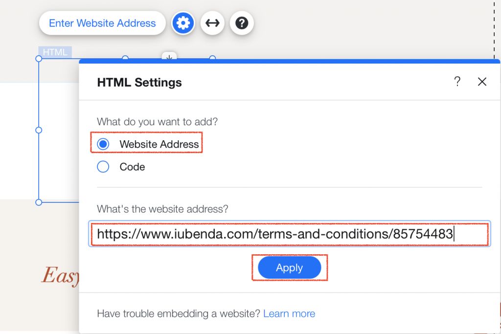 Como adicionar Termos e Condições ao Wix 