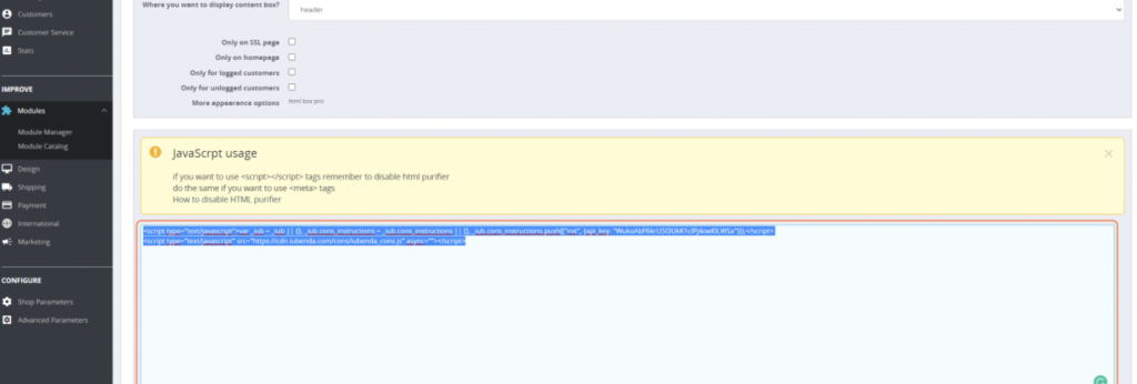 Come aggiungere la Consent Solution a PrestaShop