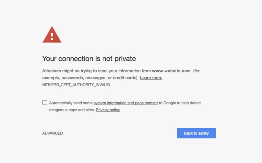 checklist del sito web prima del lancio, certificato SSL
