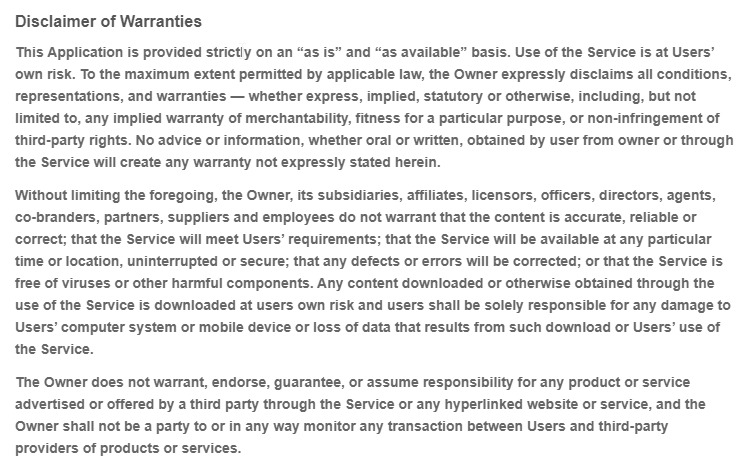 warranty disclaimer