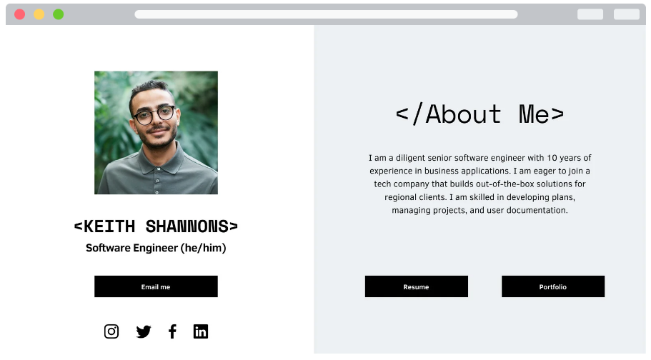 modello di sito web portfolio gratuito