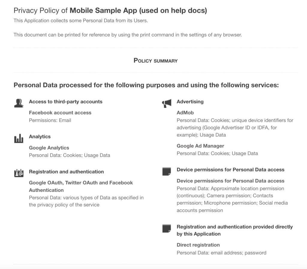 Datenschutzerklärung für Android-Apps