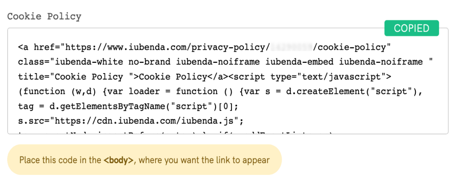 consent management platform iubenda - cookie policy