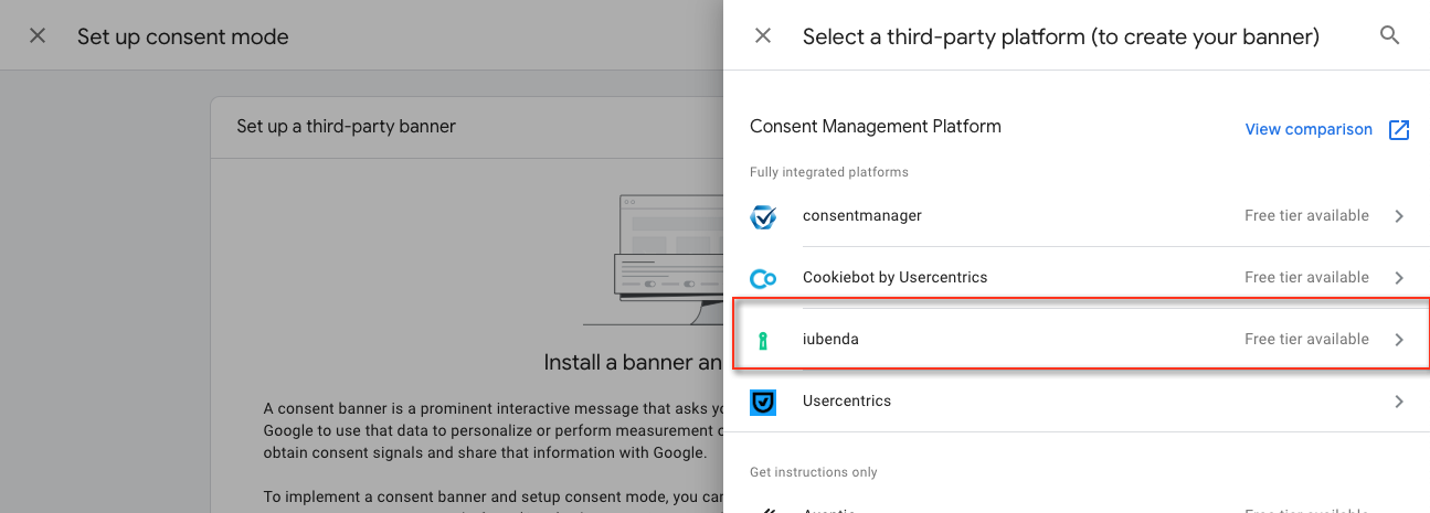 GTM google iubenda
