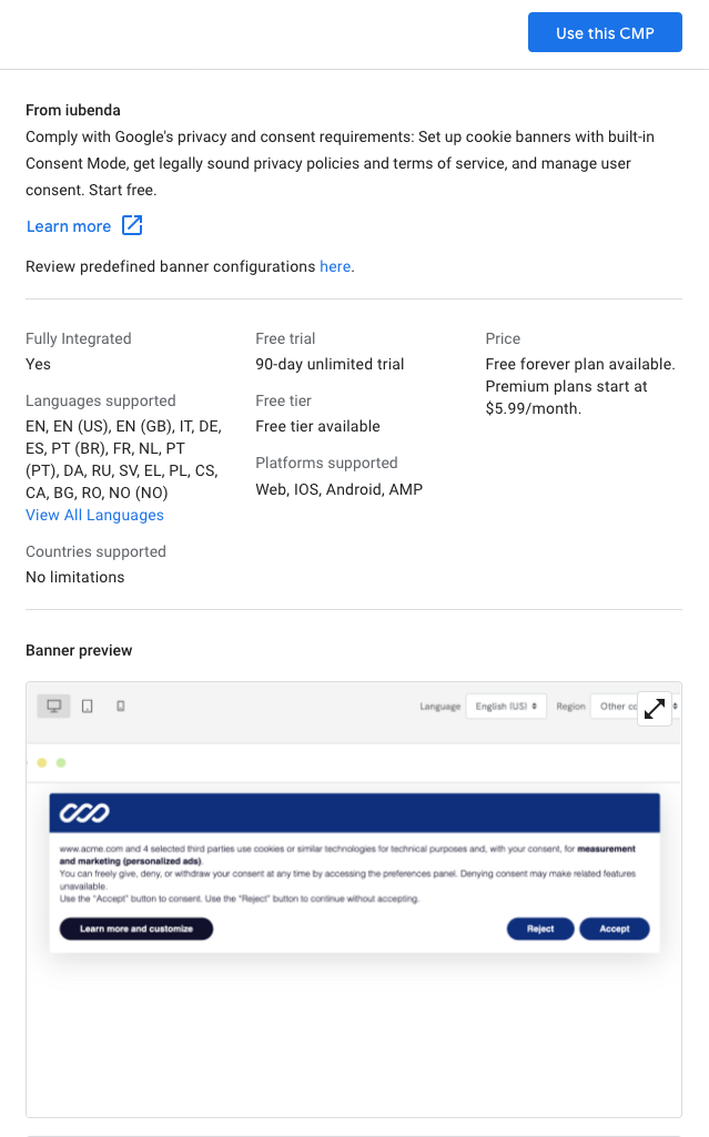 GTM google iubenda