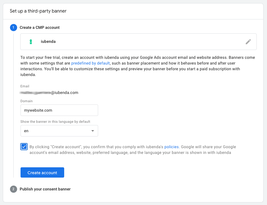 GTM google iubenda