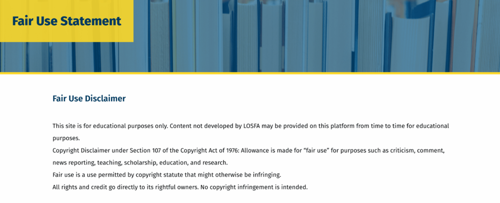 disclaimer examples - fair use