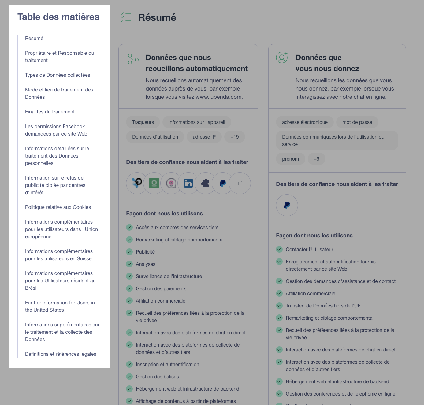 nouvelle configuration de la table des matières