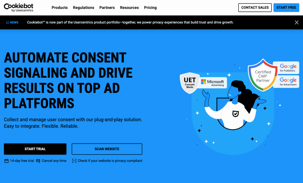 Cookiebot homepage