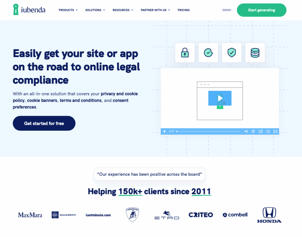 iubenda homepage