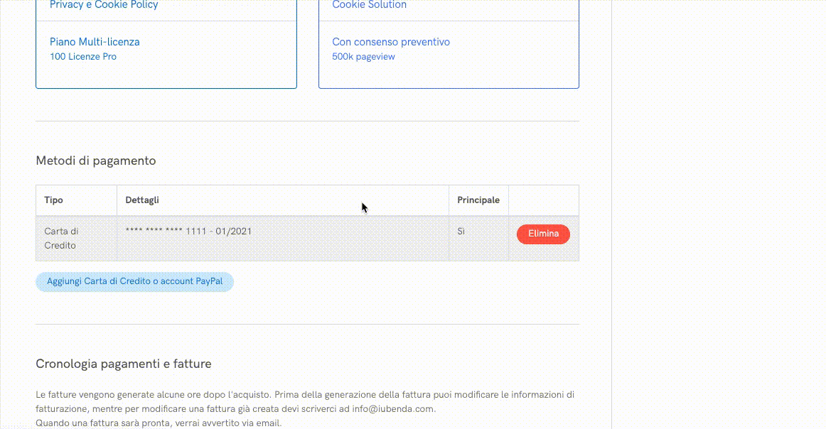 Modifica i dati di fatturazione
