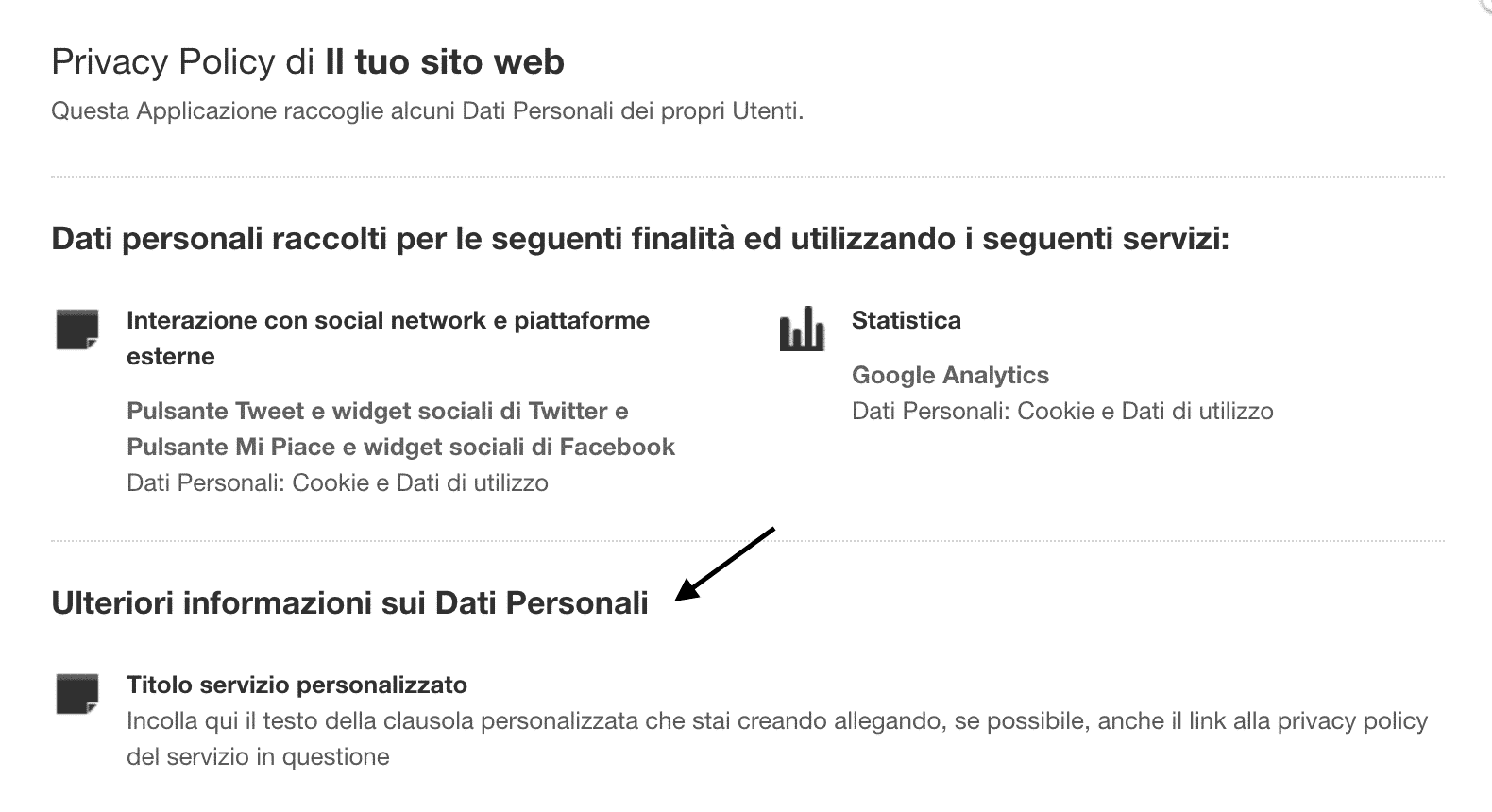 Anteprima servizio personalizzato