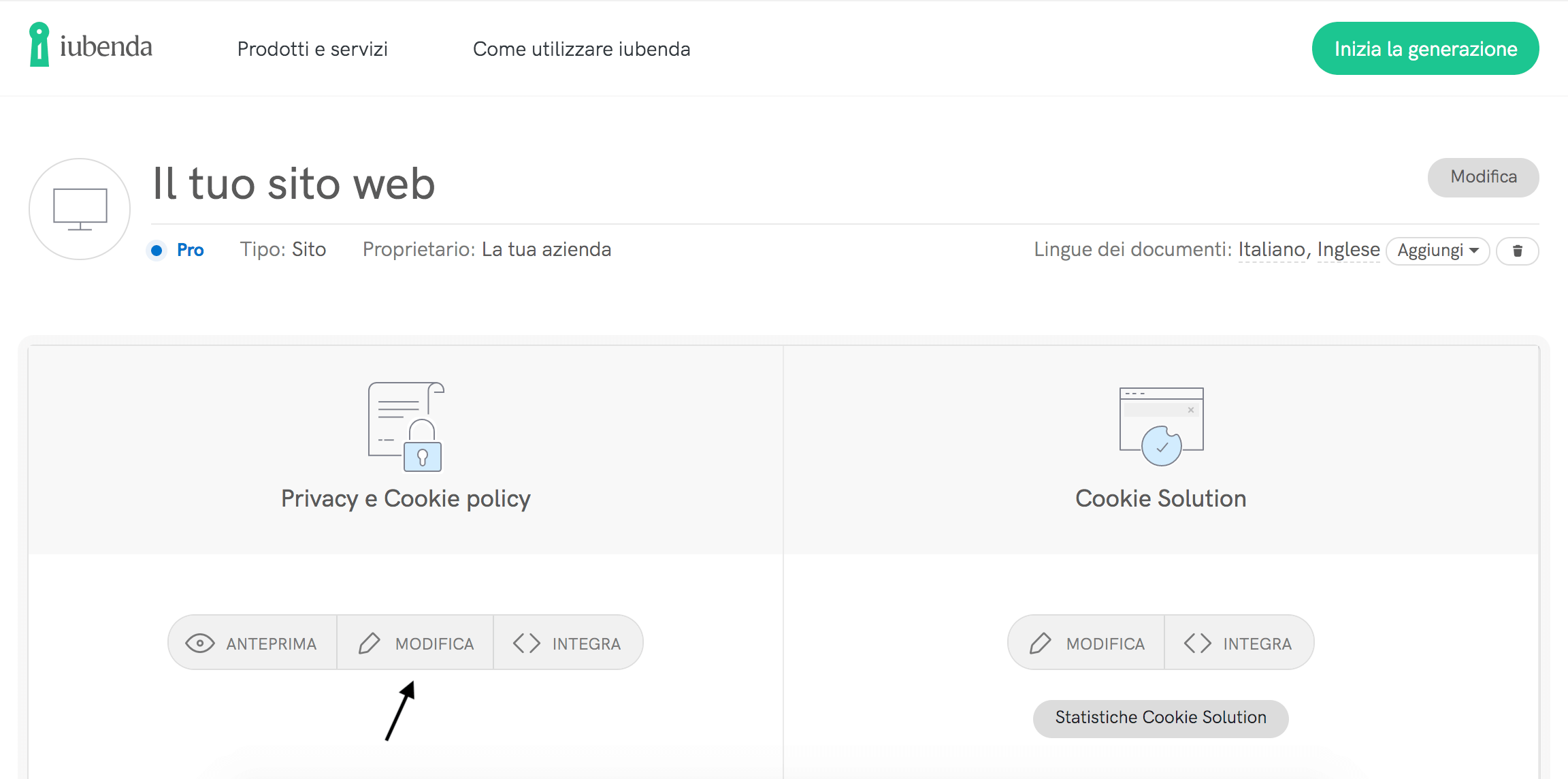 Modifica la tua Privacy e Cookie Policy
