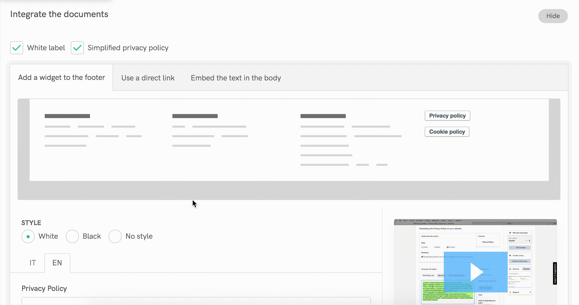 create privacy policy