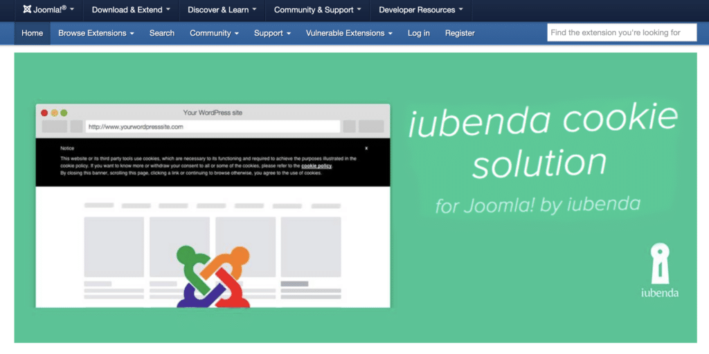 iubenda Privacy Controls and Cookie Solution for Joomla!