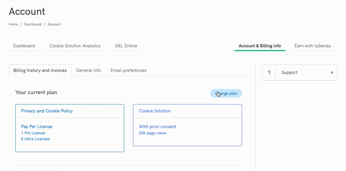 Upgrade or downgrade plan