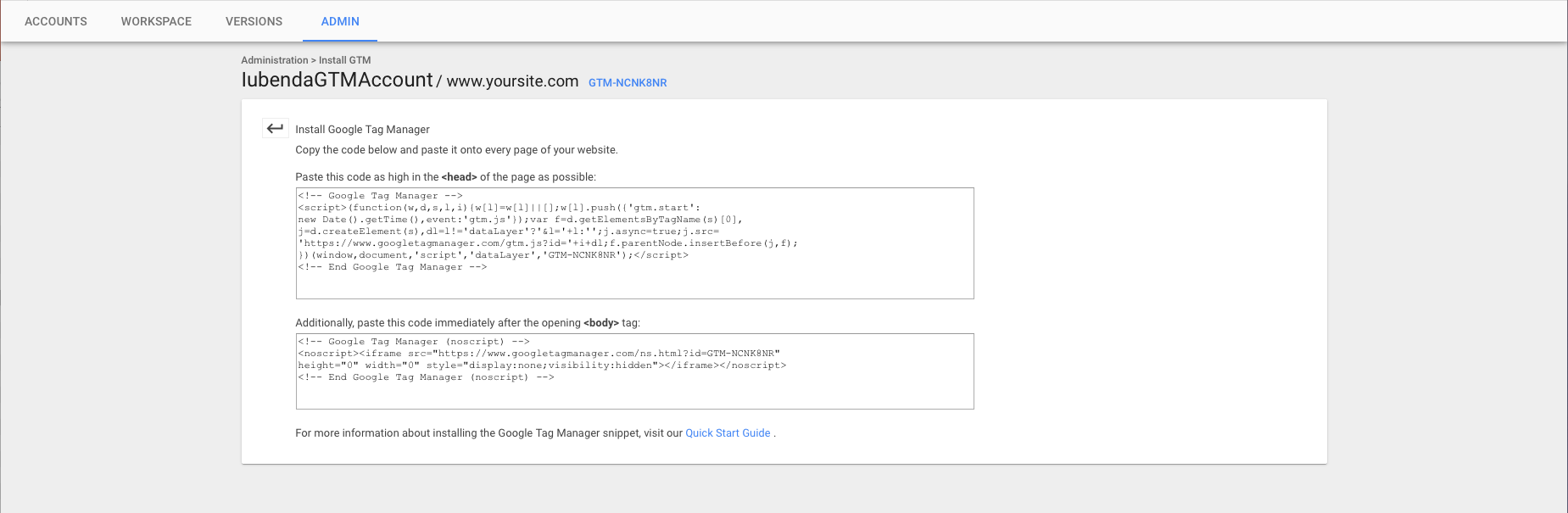 Google Tag Manager - Installation