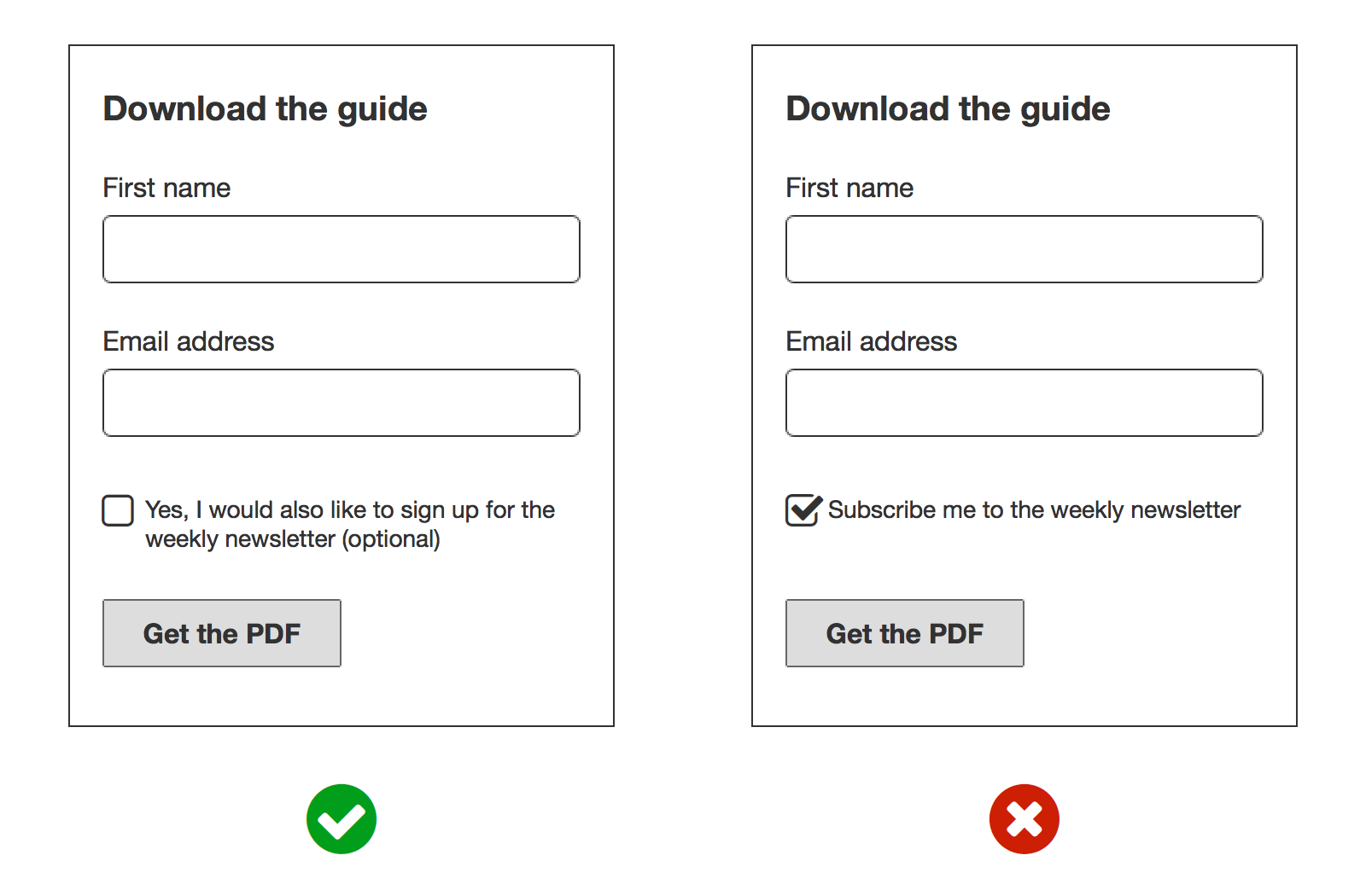GDPR consent form example - Consenting action must be explicit and freely given