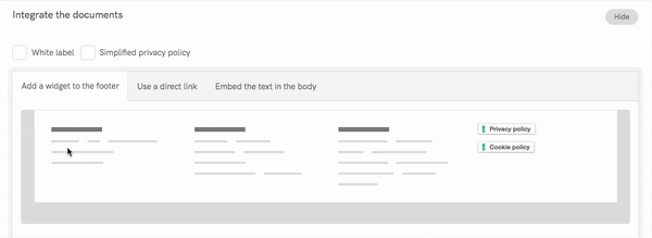 Activate White label option to remove iubenda branding