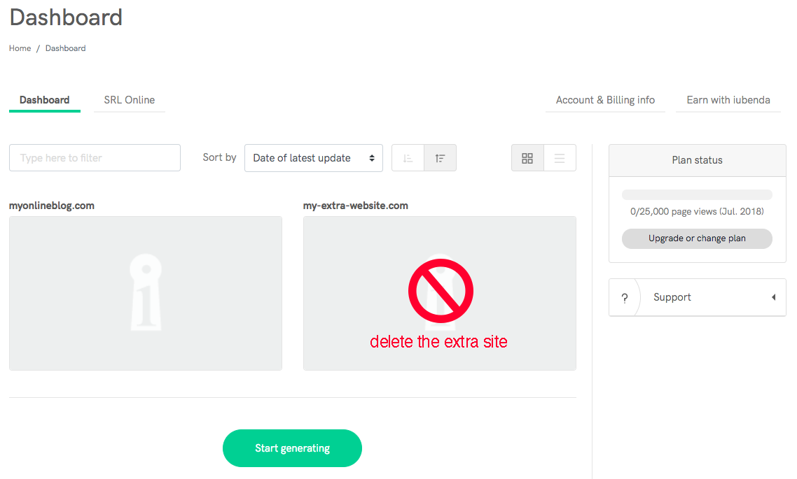 Delete the extra website to remove the pay-wall