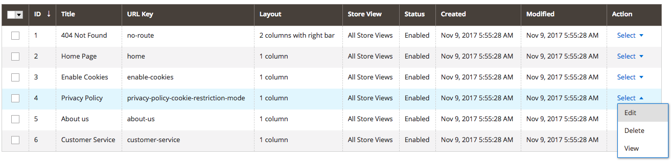 Modifica della privacy policy in Magento