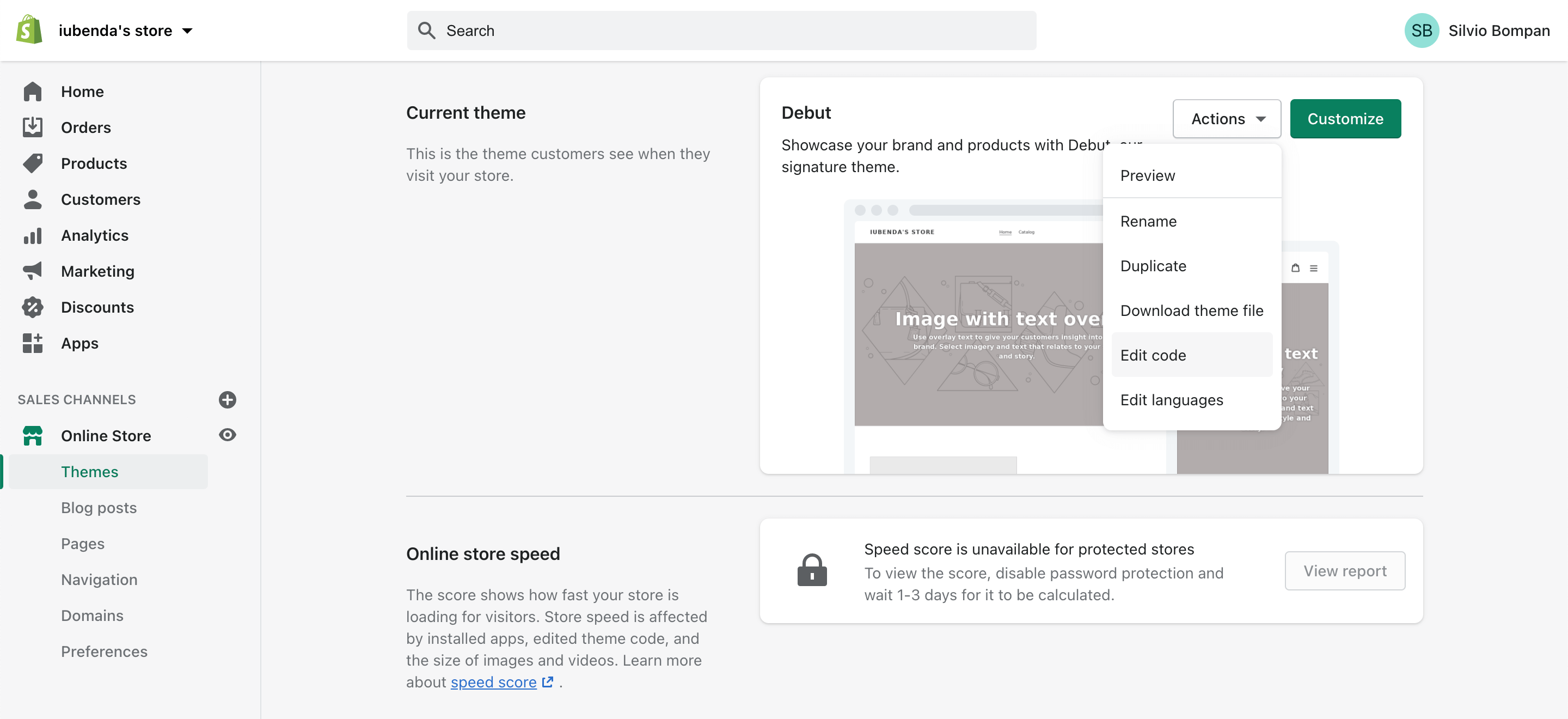 Shopify + iubenda: Edit code