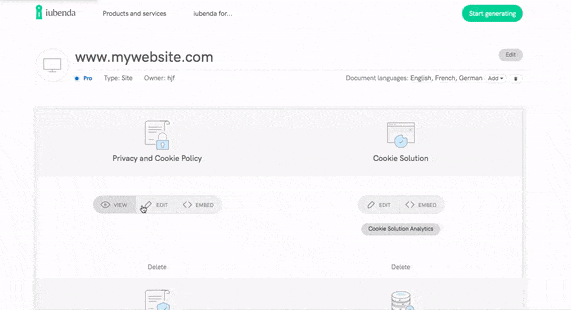 Activate cookie policy