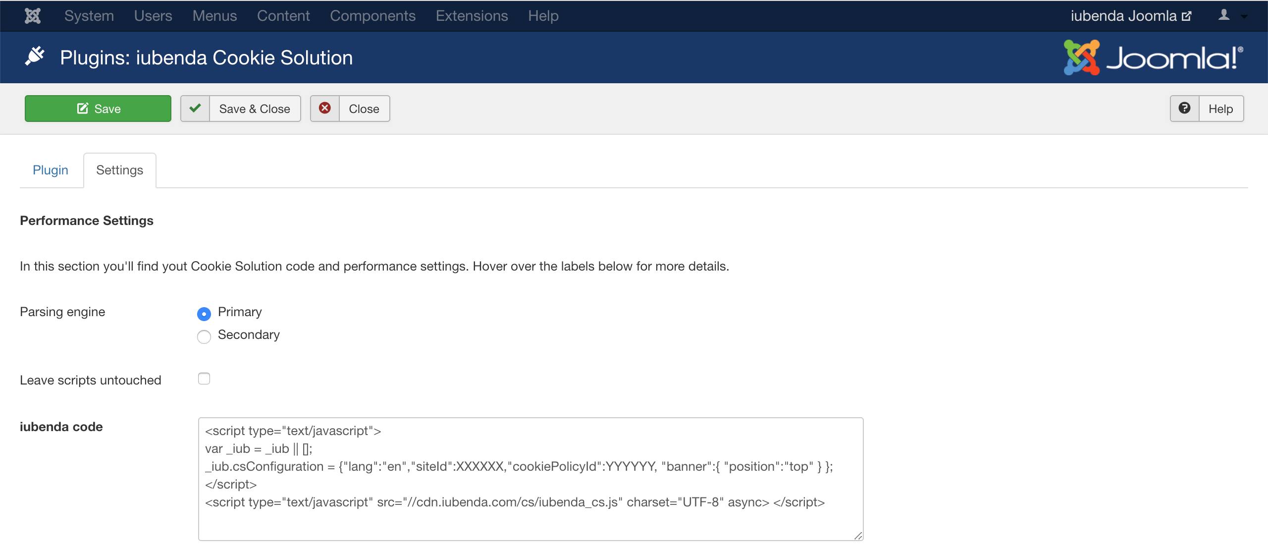 Cookie Solution - Joomla! plugin