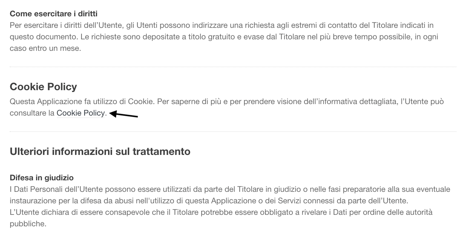 Link alla Cookie Policy (all'interno della Privacy Policy completa)