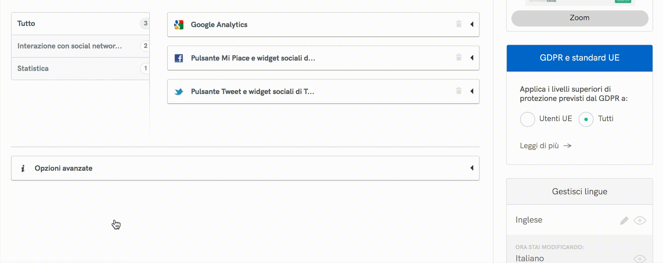 Personalizza i link interni della Privacy e Cookie Policy