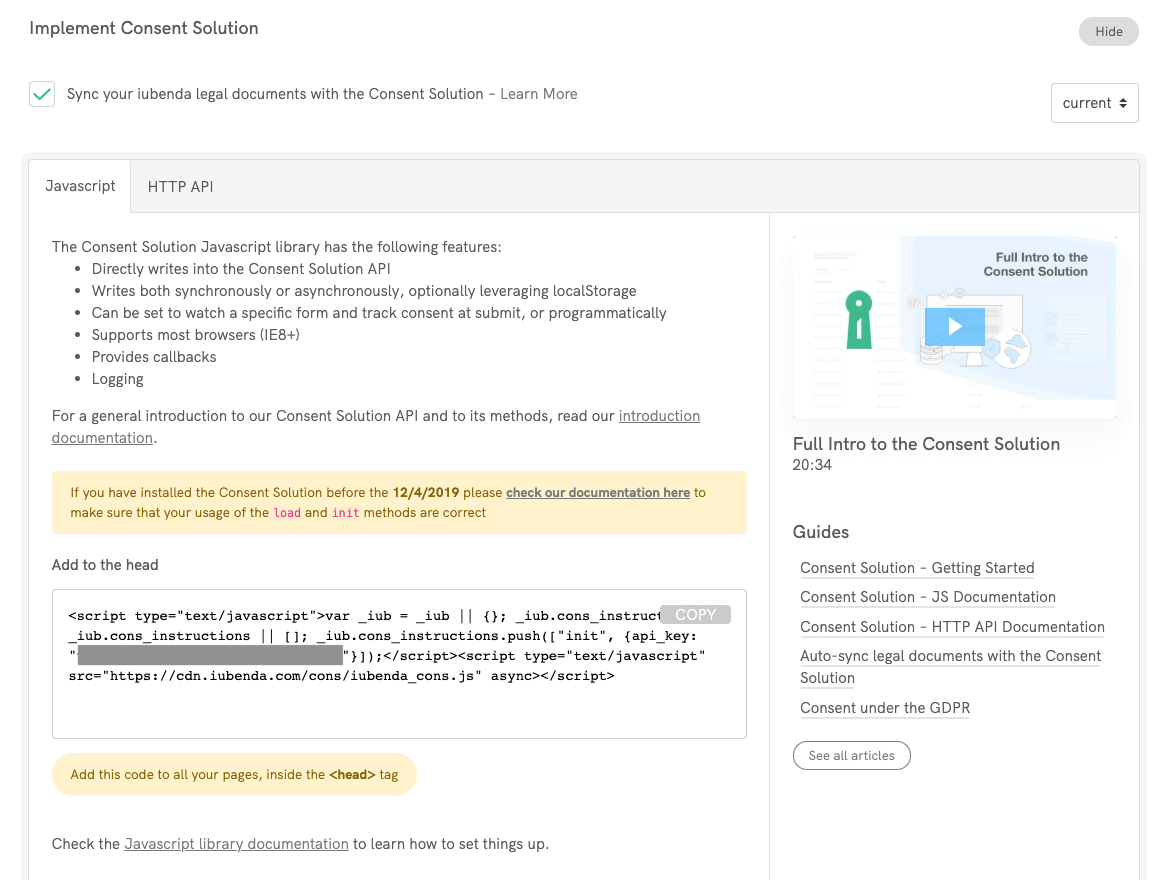 Consent Solution code