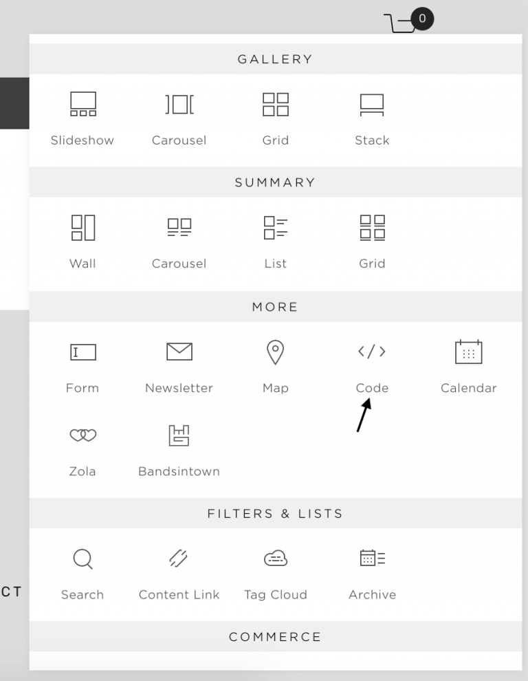 Squarespace - Code block